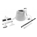 Central Vacuum Kit - 35' (10.6 m) Grey Hose - Air Nozzle - Floor Brush - Dusting Brush - Upholstery Brush - Crevice Tool -Telescopic Wand - Hose and Tools Hangers