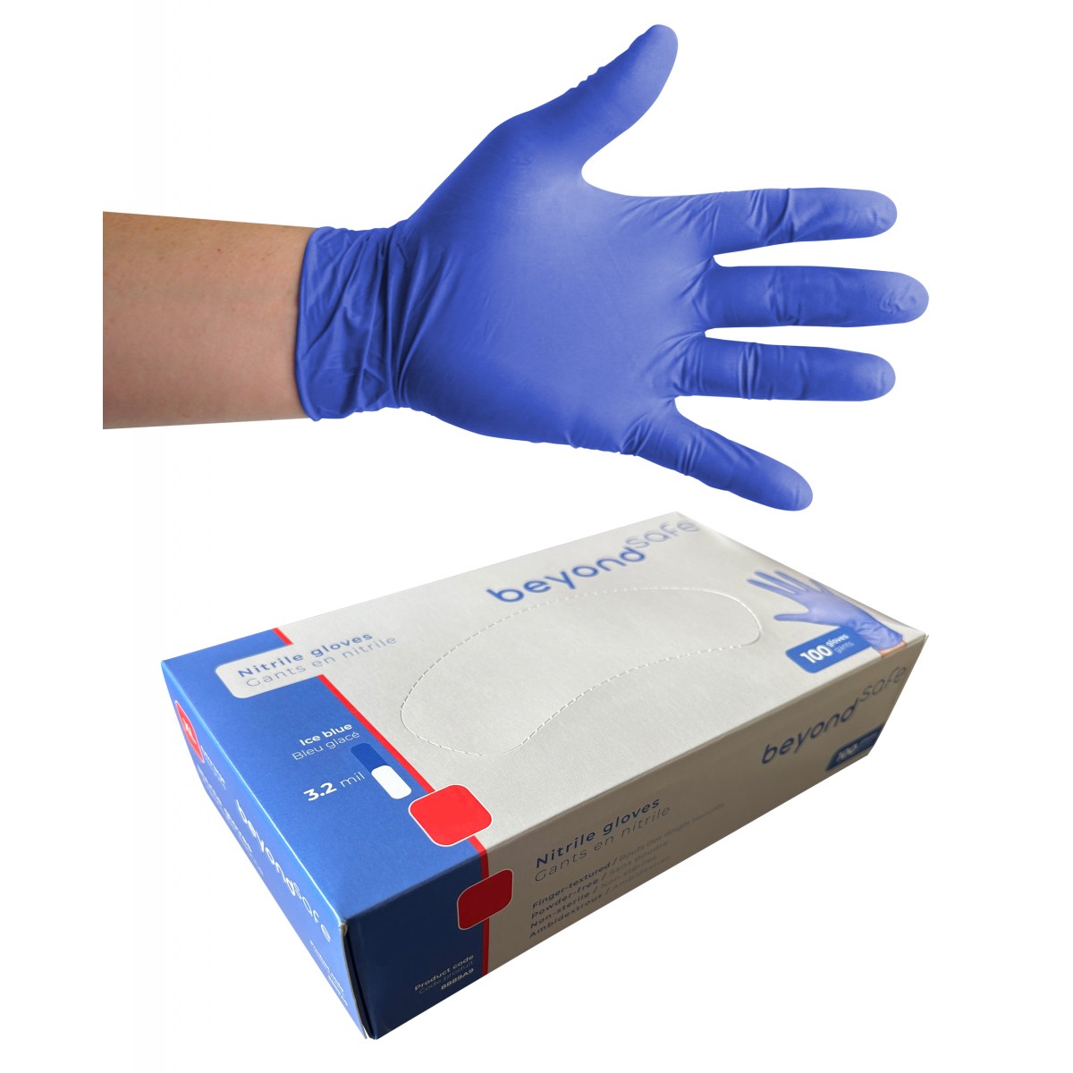Nitrile Disposable Gloves - 3.2 mm - Powder-Free - Finger-Textured