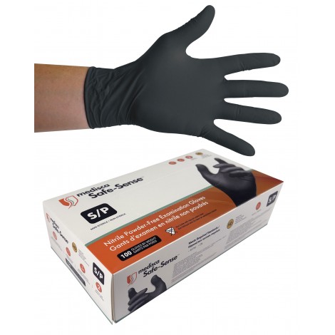 Gants jetables en nitrile - petit - 5 mm - sans poudre - texturés - Bold - noir - Aurelia 73996 - boîte de 100