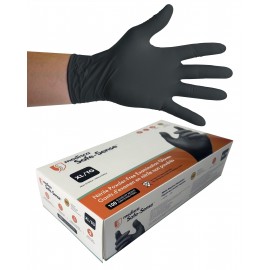 Gants jetables en nitrile - extra-large - 5 mm - sans poudre - texturés - Bold - noir - Aurelia 73999 - boîte de 100