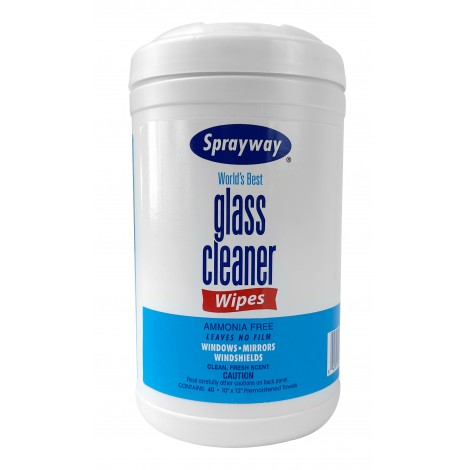 Glass Cleaner Wipes - Ammonia Free - Sprayway - 40 Wipes 10" x 12"