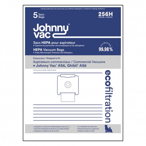 Sac microfiltre HEPA pour aspirateur Johnny Vac AS6, Ghibli AS6 - paquet de 5 sacs