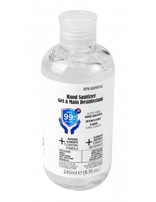 Hand Sanitizer 240 ml - Scent Free - For use against coronavirus (COVID